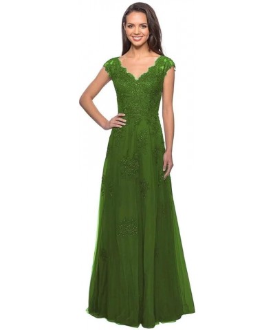 Laces Tulle Mother of Bride Dresses V-Neck Mother of The Groom Dresses Elegant Formal Evening Party Gowns Olive $35.69 Dresses