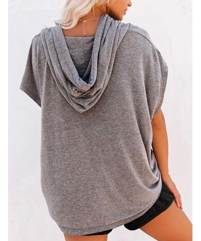 Women's Raglan Short Sleeve Hoodies Summer Loose Fit Blouse Tops Casual T-shirts with Pocket Charcoal $15.07 Blouses