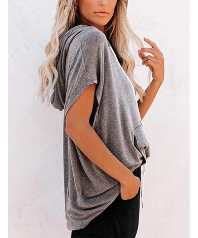 Women's Raglan Short Sleeve Hoodies Summer Loose Fit Blouse Tops Casual T-shirts with Pocket Charcoal $15.07 Blouses