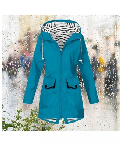 Women Long Raincoat Waterproof Hooded Softshell Trench Coats Windbreaker Outdoor Travel Windproof Warm Rain Jacket A1 Sky Blu...