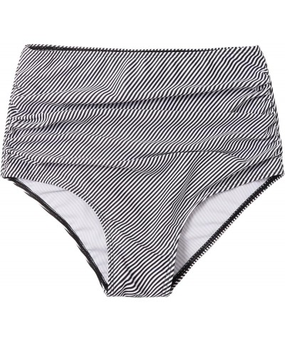 Women's Casual High Waist Solid Bikini Bottoms Swim Panties Black and White $11.00 Swimsuits