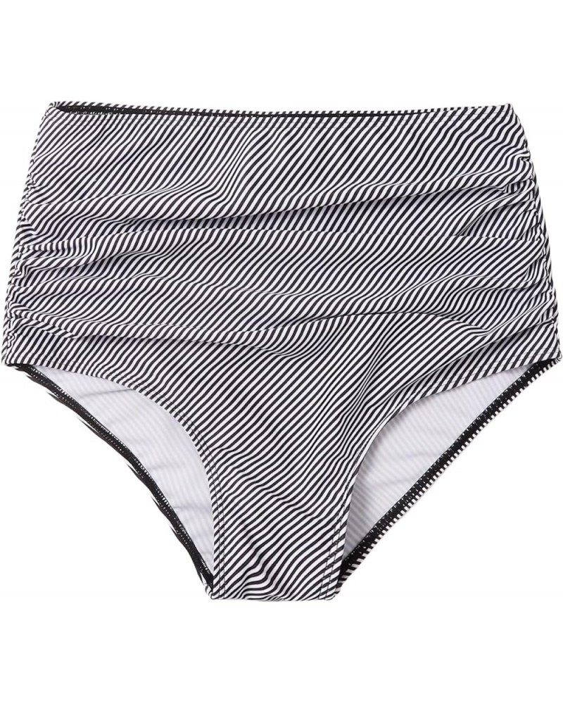 Women's Casual High Waist Solid Bikini Bottoms Swim Panties Black and White $11.00 Swimsuits