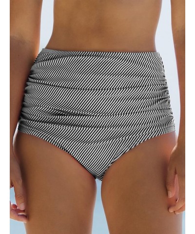 Women's Casual High Waist Solid Bikini Bottoms Swim Panties Black and White $11.00 Swimsuits