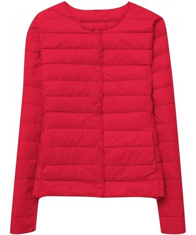 Winter Coats for Women Solid Packable Puffer Down Jackets Warm Parkas Stand Collar Lightweight Down Quilted Jacket 03red $8.0...