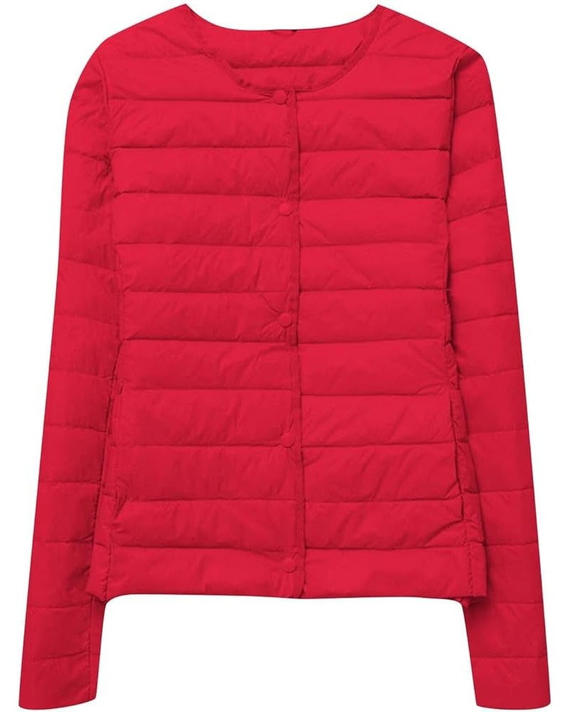 Winter Coats for Women Solid Packable Puffer Down Jackets Warm Parkas Stand Collar Lightweight Down Quilted Jacket 03red $8.0...