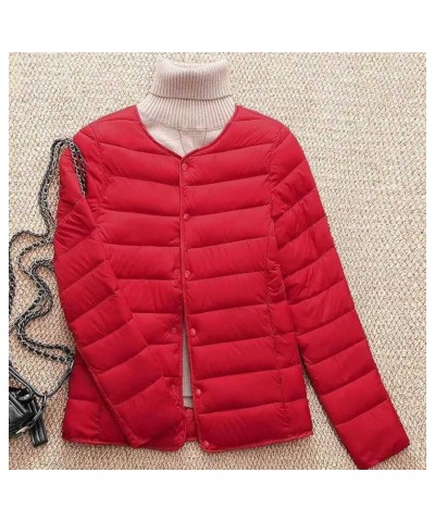 Winter Coats for Women Solid Packable Puffer Down Jackets Warm Parkas Stand Collar Lightweight Down Quilted Jacket 03red $8.0...