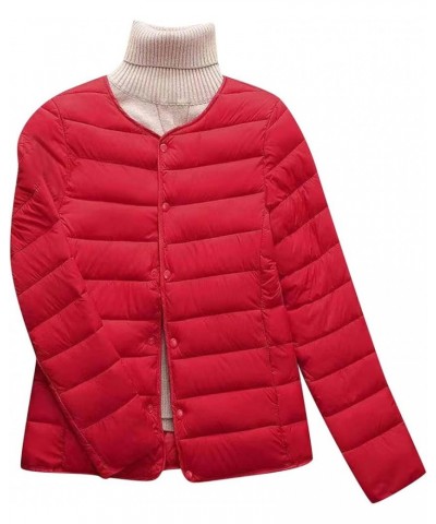 Winter Coats for Women Solid Packable Puffer Down Jackets Warm Parkas Stand Collar Lightweight Down Quilted Jacket 03red $8.0...