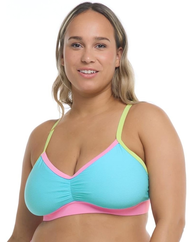 Women's Drew Bikini Top Swimsuit with Adjustable Tie Back Cyan Blue $17.78 Swimsuits