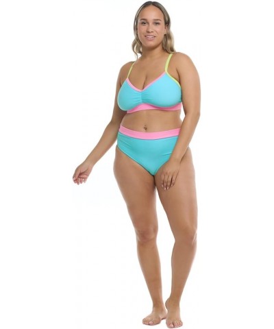 Women's Drew Bikini Top Swimsuit with Adjustable Tie Back Cyan Blue $17.78 Swimsuits