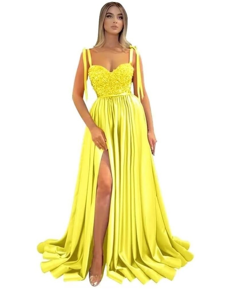 Sparkly Sequin Prom Dress with Slit Spaghetti Straps Formal Evening Gown Wedding Bridesmaid Dress with Pockets Yellow $31.98 ...