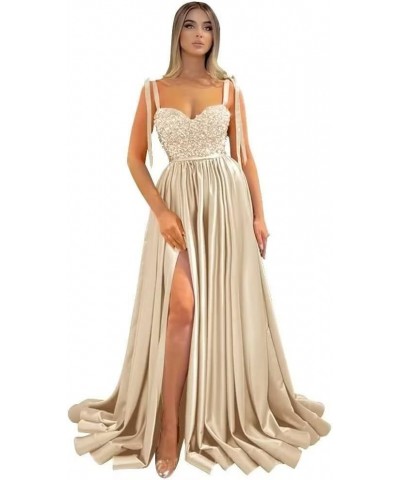 Sparkly Sequin Prom Dress with Slit Spaghetti Straps Formal Evening Gown Wedding Bridesmaid Dress with Pockets Yellow $31.98 ...