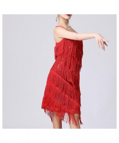 Women Classy 1920s Flapper Fringe Sequin Dress Sparkly Glitter Mini Dress Cocktail Dress Evening Party Prom Ball Gown Red $11...