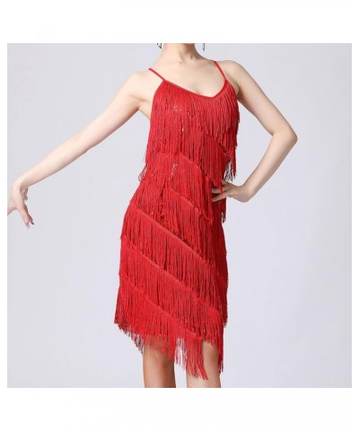 Women Classy 1920s Flapper Fringe Sequin Dress Sparkly Glitter Mini Dress Cocktail Dress Evening Party Prom Ball Gown Red $11...