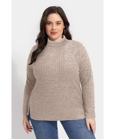 Plus Size V Neck Tops for Women Long Sleeve Lightweight Knitwear Winter Solid Color Loose Casual Sweater Shirt A2-apricot $15...