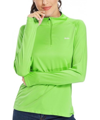 Women's UPF 50+ Sun Protection Shirt SPF Long Sleeve Lightweight Half-Zip Golf Outdoor Shirt Quick Dry Rash Guard Fluorescent...