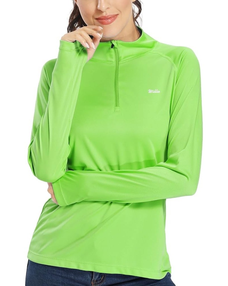 Women's UPF 50+ Sun Protection Shirt SPF Long Sleeve Lightweight Half-Zip Golf Outdoor Shirt Quick Dry Rash Guard Fluorescent...