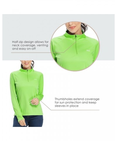 Women's UPF 50+ Sun Protection Shirt SPF Long Sleeve Lightweight Half-Zip Golf Outdoor Shirt Quick Dry Rash Guard Fluorescent...