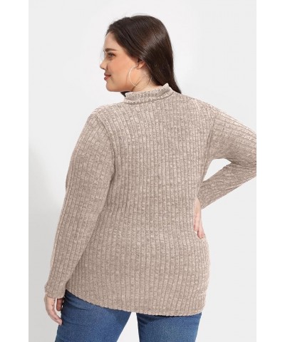 Plus Size V Neck Tops for Women Long Sleeve Lightweight Knitwear Winter Solid Color Loose Casual Sweater Shirt A2-apricot $15...