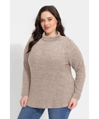 Plus Size V Neck Tops for Women Long Sleeve Lightweight Knitwear Winter Solid Color Loose Casual Sweater Shirt A2-apricot $15...