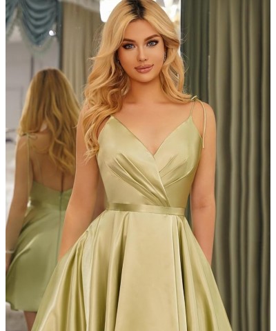 Women's V Neck Short Homecoming Dresses for Teens Satin Adjustable Straps Prom Cocktail Gown with Pockets TN072 Peacock $27.9...