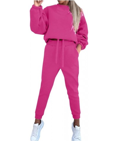 Women 2 Piece Jogger Set Fall Long Sleeve Sweatshirt Oversized Pullover Matching Sweatpants Tracksuit for Teen Girl Pink $8.8...