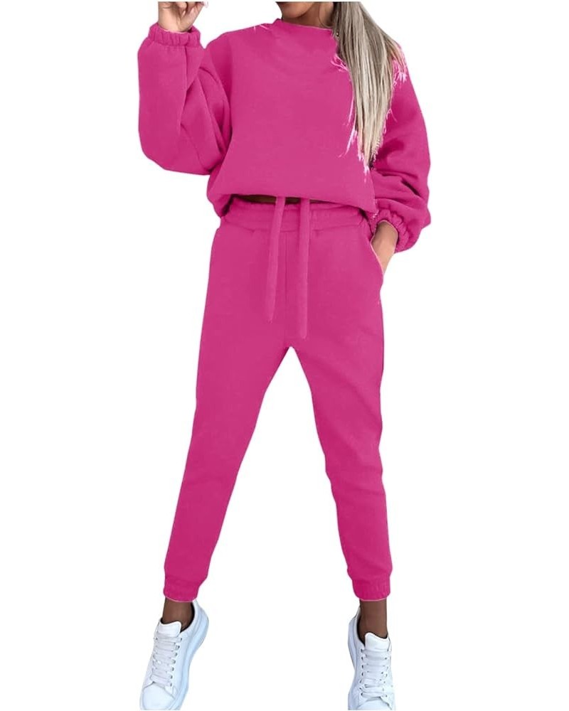 Women 2 Piece Jogger Set Fall Long Sleeve Sweatshirt Oversized Pullover Matching Sweatpants Tracksuit for Teen Girl Pink $8.8...