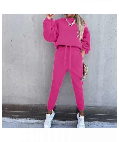 Women 2 Piece Jogger Set Fall Long Sleeve Sweatshirt Oversized Pullover Matching Sweatpants Tracksuit for Teen Girl Pink $8.8...