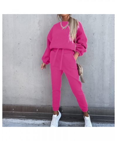 Women 2 Piece Jogger Set Fall Long Sleeve Sweatshirt Oversized Pullover Matching Sweatpants Tracksuit for Teen Girl Pink $8.8...