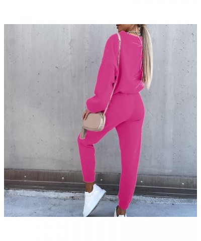 Women 2 Piece Jogger Set Fall Long Sleeve Sweatshirt Oversized Pullover Matching Sweatpants Tracksuit for Teen Girl Pink $8.8...