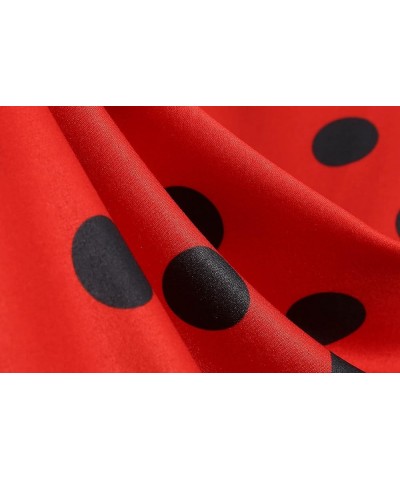 Women's Shirt Collar Ruffle Christmas Green Polka Dots Vintage Dress Black Dots in Red $13.10 Dresses