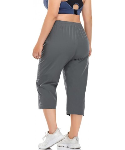 Women's Plus Size Capri Pants Joggers Lightweight Quick Dry Outdoor Active Capris Zipper Pockets Gray $12.00 Activewear