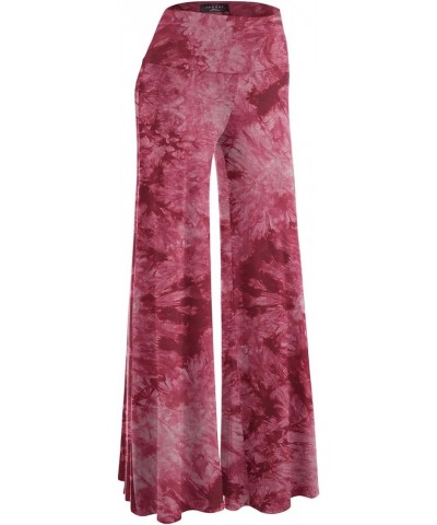 MBJ Women's Casual Comfy Solid/Tie Dye Wide Leg Palazzo Lounge Pants (XS~5XL) Wb1060_wine $11.14 Pants