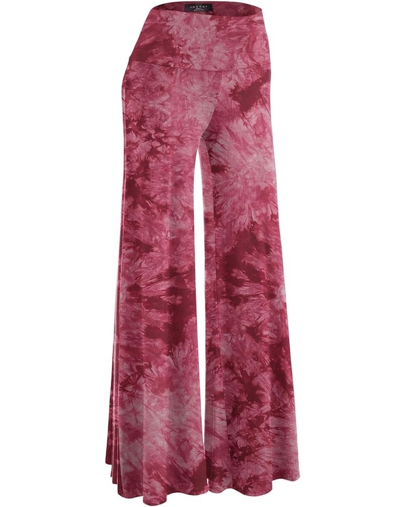 MBJ Women's Casual Comfy Solid/Tie Dye Wide Leg Palazzo Lounge Pants (XS~5XL) Wb1060_wine $11.14 Pants