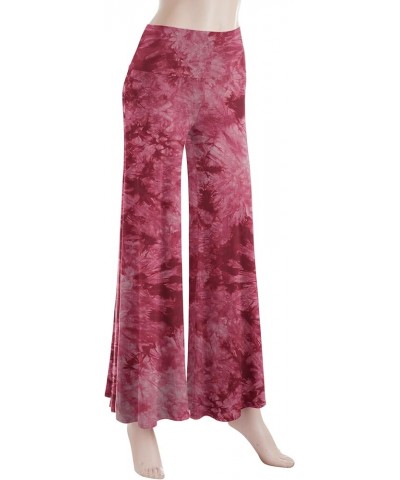 MBJ Women's Casual Comfy Solid/Tie Dye Wide Leg Palazzo Lounge Pants (XS~5XL) Wb1060_wine $11.14 Pants