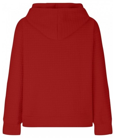 Women’s Casual Waffle Hoodies Long Sleeve Drawstring Comfy Sweatshirts Solid Loose Fit Fashion Fall Clothes 2023 6 Red $8.07 ...