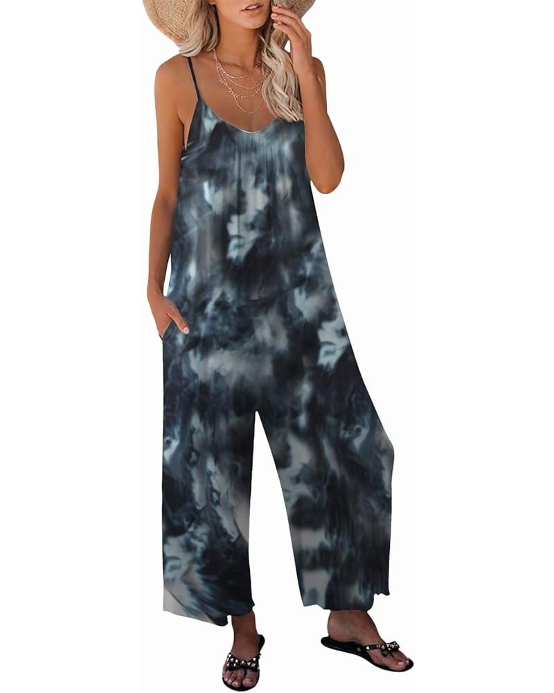 Womens Casual Sleeveless Strap Loose Adjustable Jumpsuits Stretchy Long Pants Romper with Pockets 02 Tie Dye a $15.96 Jumpsuits