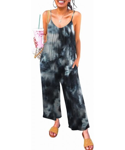 Womens Casual Sleeveless Strap Loose Adjustable Jumpsuits Stretchy Long Pants Romper with Pockets 02 Tie Dye a $15.96 Jumpsuits