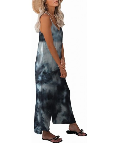 Womens Casual Sleeveless Strap Loose Adjustable Jumpsuits Stretchy Long Pants Romper with Pockets 02 Tie Dye a $15.96 Jumpsuits