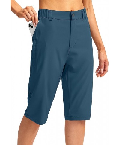 Women's Long Hiking Cargo Shorts 13" Knee Length Lightweight Quick Dry Bermuda Shorts for Women with 5 Pockets Dusty Blue $17...