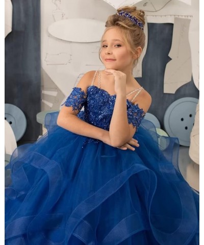 Tulle Flower Girl Dresses for Wedding Lace Applique Princess Ruffles Pageant Dress Long Party Ball Gown Plum $35.25 Dresses