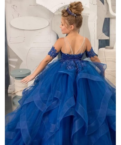 Tulle Flower Girl Dresses for Wedding Lace Applique Princess Ruffles Pageant Dress Long Party Ball Gown Plum $35.25 Dresses