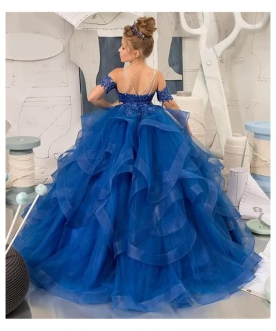 Tulle Flower Girl Dresses for Wedding Lace Applique Princess Ruffles Pageant Dress Long Party Ball Gown Plum $35.25 Dresses