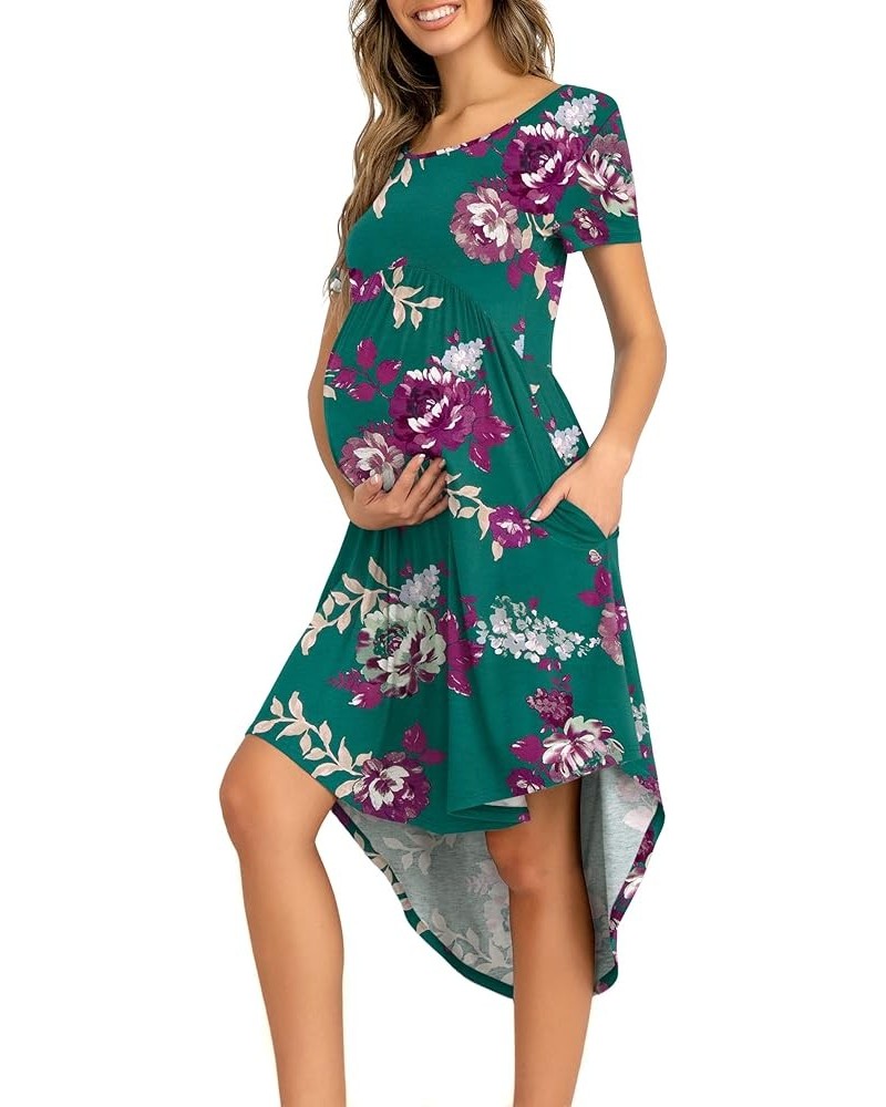 Women's Maternity Empire Waist Loose Swing Pregnancy Casual Midi Dress Z-fl10 Green $11.39 Dresses