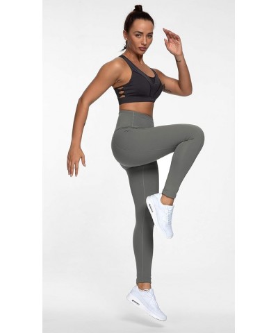 Women 25 Inches Yoga Leggings Sports Mid-Waist Tights 7/8 Length Pants 70824 Dark Grey $15.89 Leggings