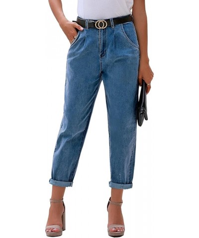 Mom Jeans for Women Trendy High Waisted Stretchy Loose Jeans for Women Denim Pants A Bay Blue $19.68 Jeans