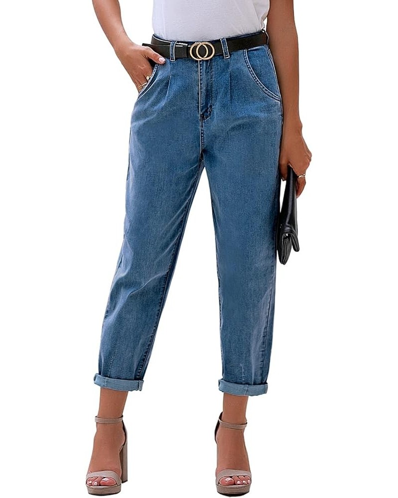 Mom Jeans for Women Trendy High Waisted Stretchy Loose Jeans for Women Denim Pants A Bay Blue $19.68 Jeans