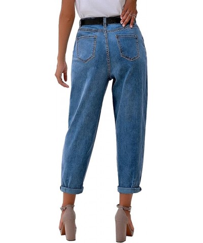 Mom Jeans for Women Trendy High Waisted Stretchy Loose Jeans for Women Denim Pants A Bay Blue $19.68 Jeans