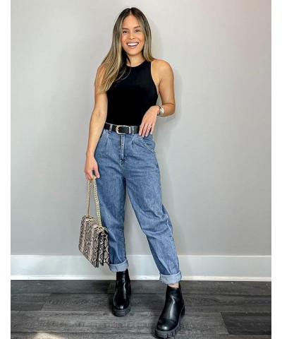 Mom Jeans for Women Trendy High Waisted Stretchy Loose Jeans for Women Denim Pants A Bay Blue $19.68 Jeans