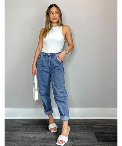 Mom Jeans for Women Trendy High Waisted Stretchy Loose Jeans for Women Denim Pants A Bay Blue $19.68 Jeans