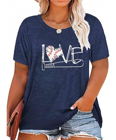 Plus Size Baseball Mom Shirt Women Love Heart Graphic Baseball T Shirt Mothers Day Baseball Gift Short Sleeve Tees (2X-5X) Na...